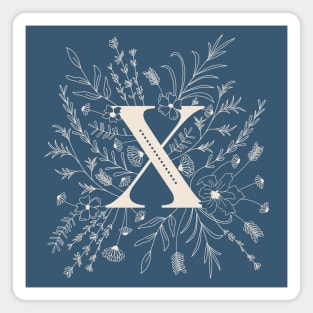 Botanical Letter X (Lake Blue) Magnet